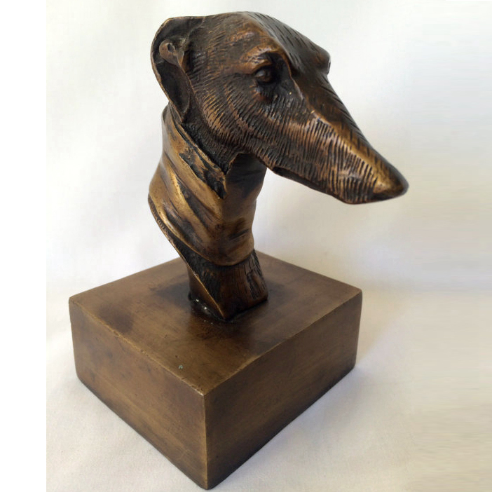 Bronze animal greyhound head statue